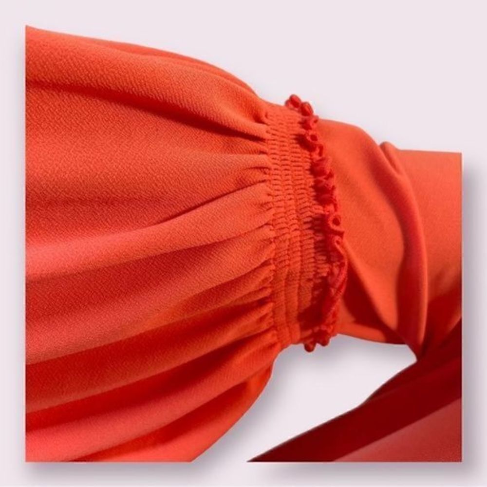 Calvin Klein tunic/blouse coral flared ruched ruffled long sleeve M - Picture 5 of 12